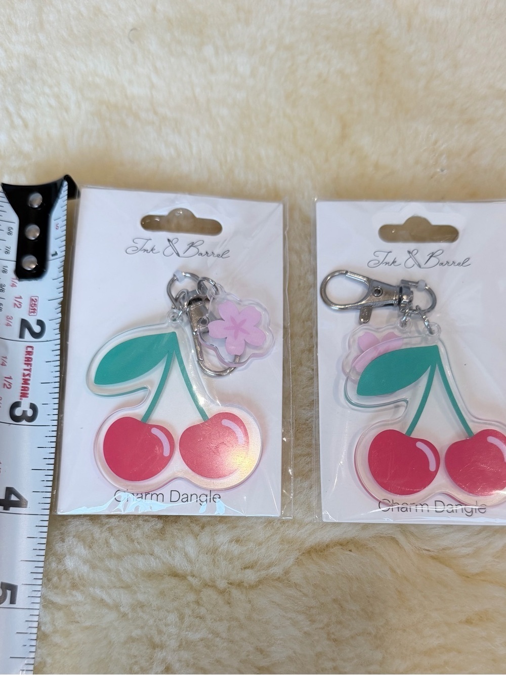 Ink & Barrel Bag Cute Cherry Charm Dangle Keychain - Picture 3 of 4